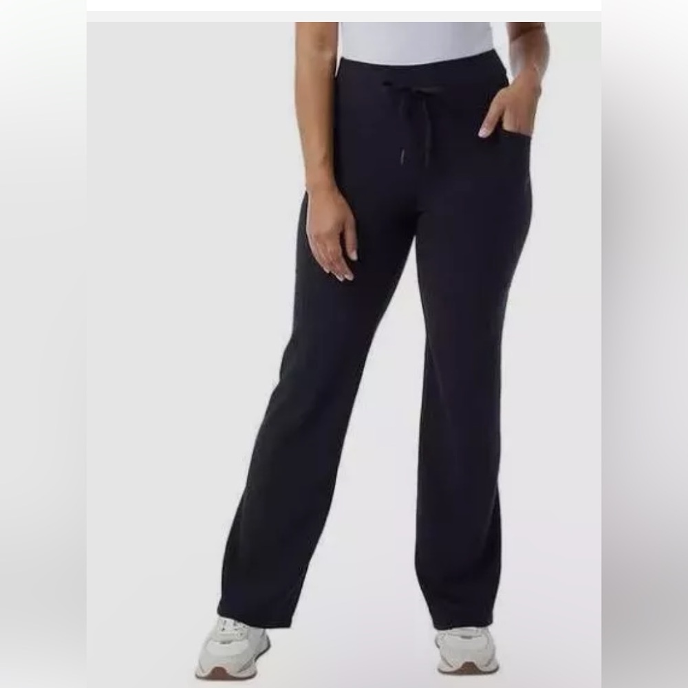32 Degrees Cool Women's Wide Leg Ribbed Semi-Flare Yoga Pants, Black Color